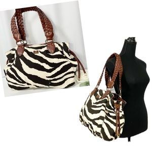 Pristine Michael Kors Large Canvas Zebra print Shoulder handbag bag large